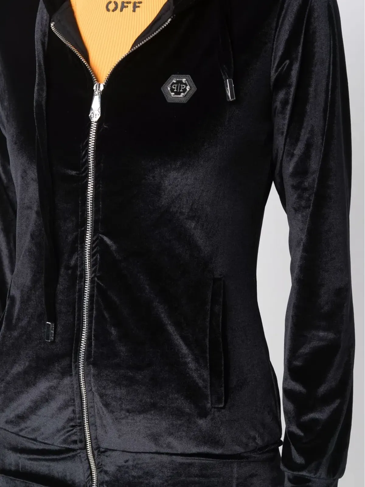 Philipp Plein ロゴ入りベルベット トラックスーツ ブラック - 画像5