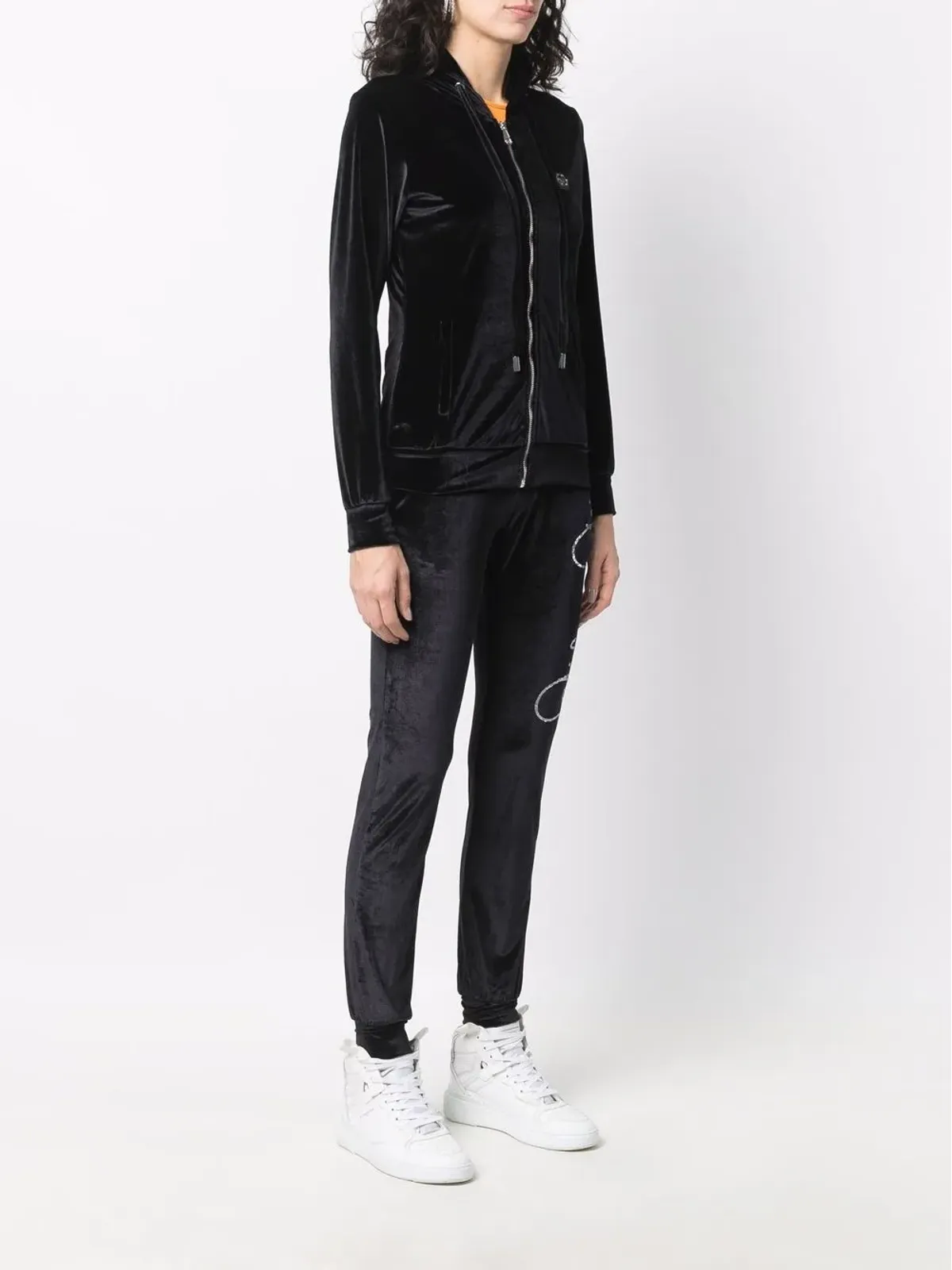 Philipp Plein ロゴ入りベルベット トラックスーツ ブラック - 画像3