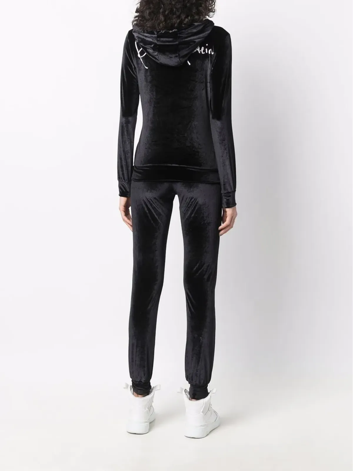 Philipp Plein ロゴ入りベルベット トラックスーツ ブラック - 画像4