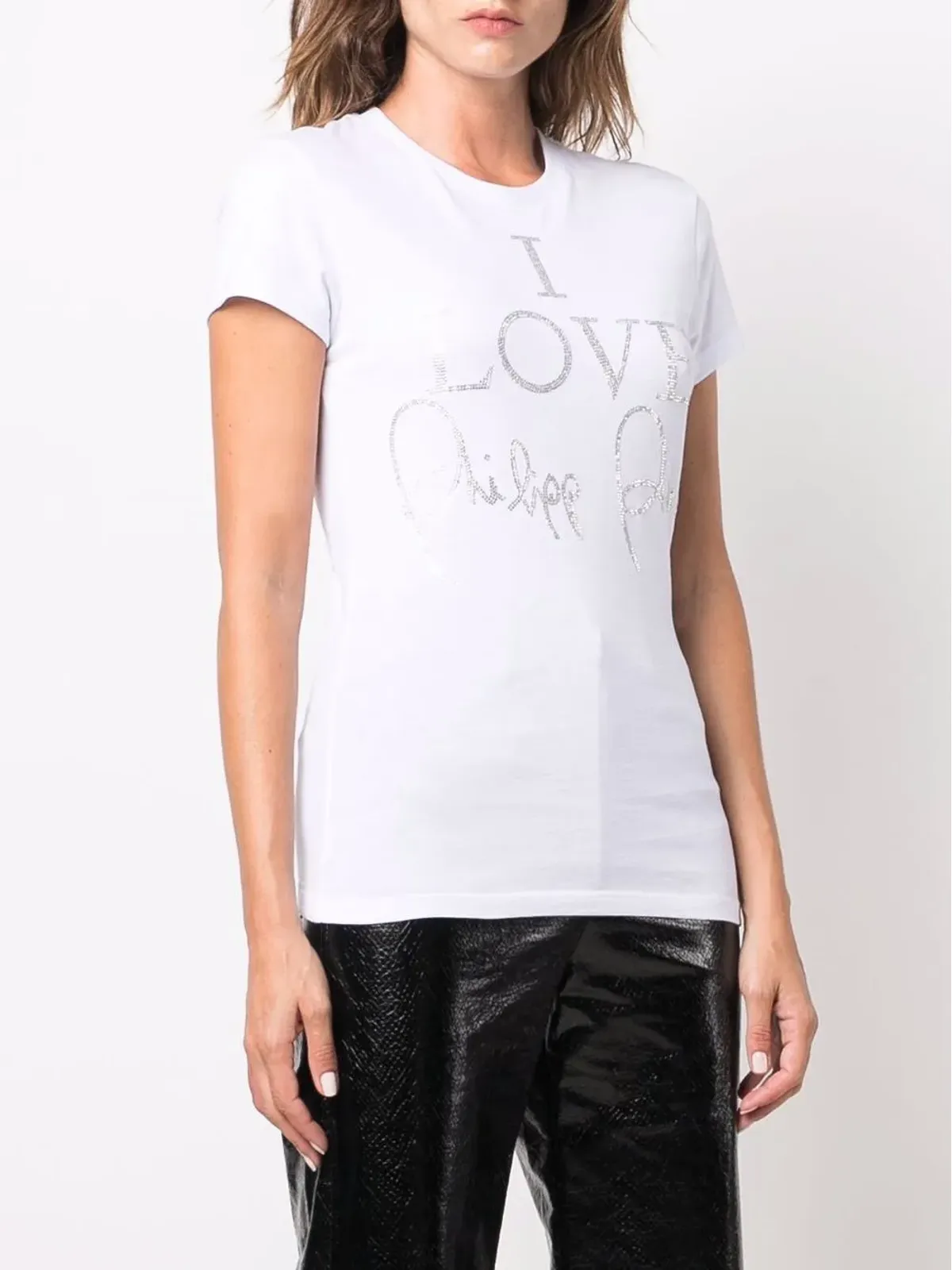 Philipp Plein クリスタル装飾入り I Love Tシャツ - 画像3