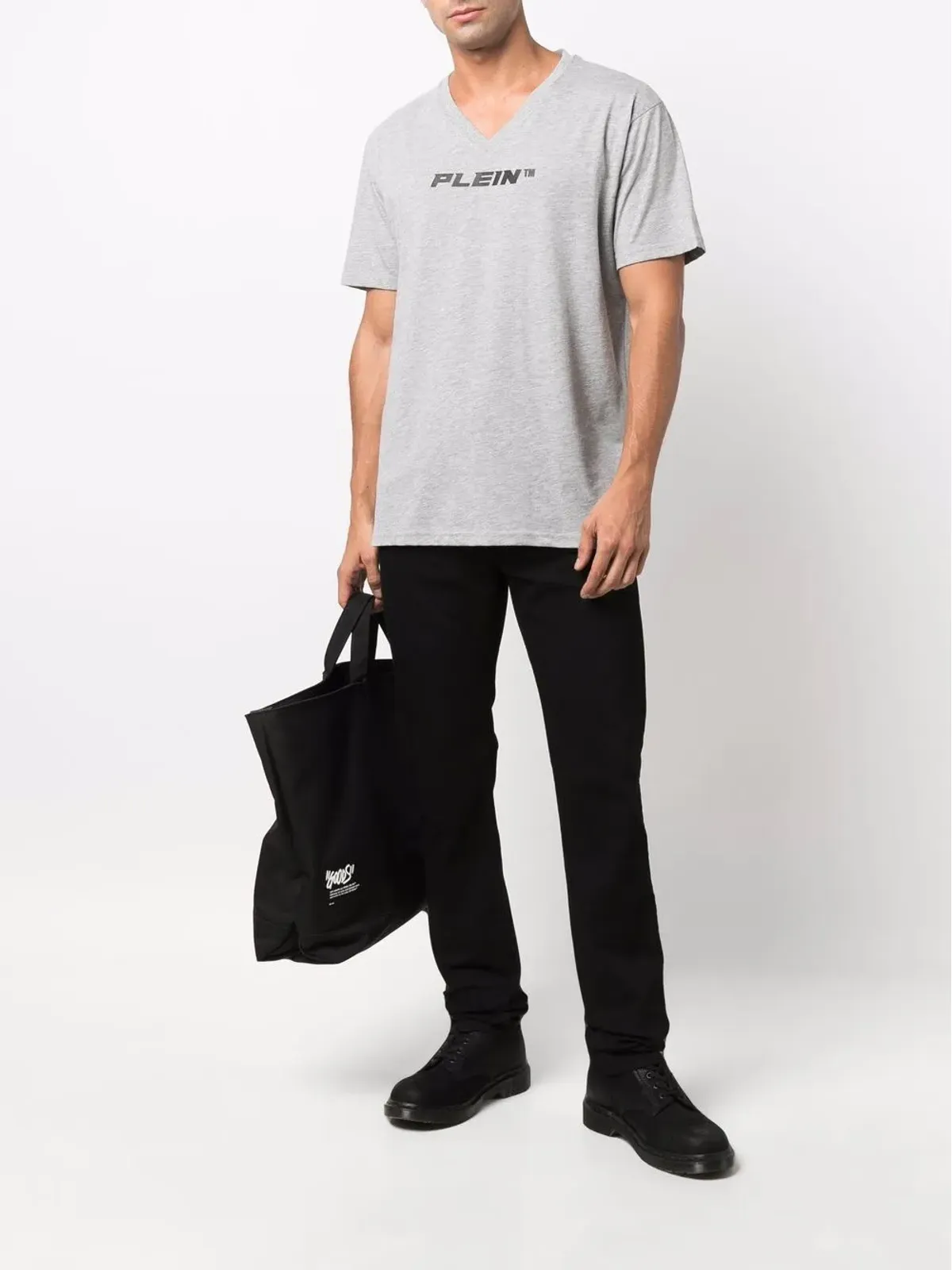 Philipp Plein Vネック ロゴプリント Tシャツ - 画像2