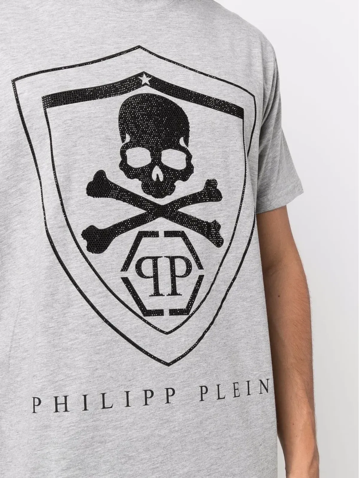 Philipp Plein スカルロゴプリントTシャツ - グレー - 画像5