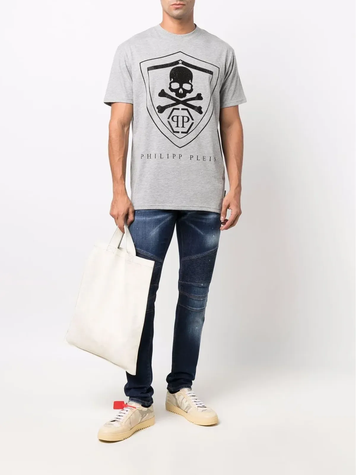 Philipp Plein スカルロゴプリントTシャツ - グレー - 画像2