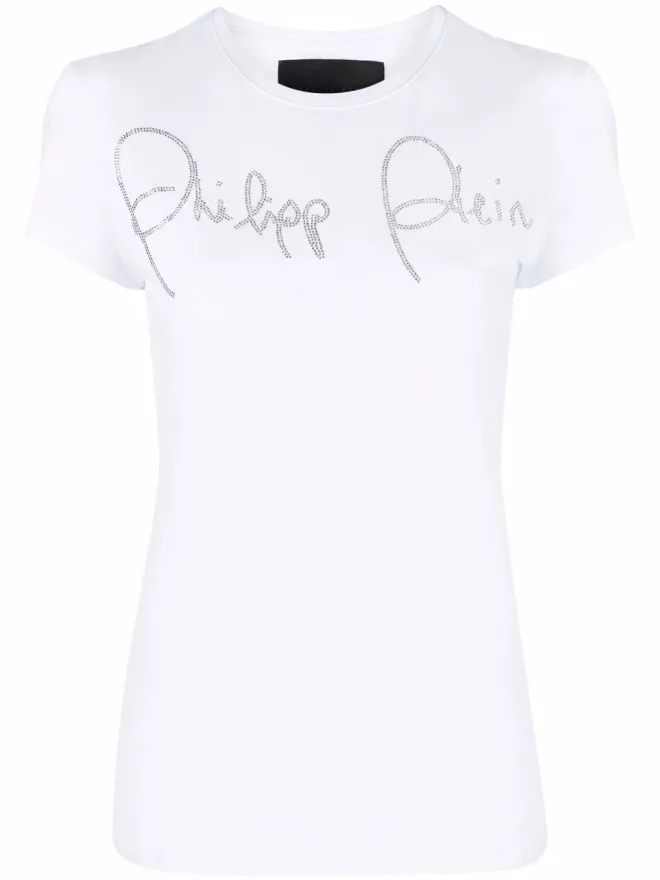 Philipp Plein Philipp Plein ラインストーン装飾ロゴTシャツの商品画像