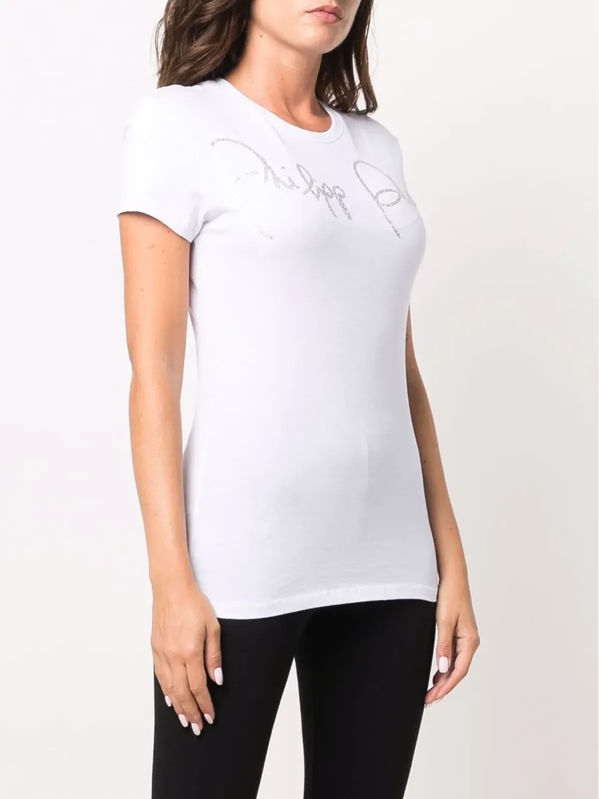 Philipp Plein ラインストーン装飾ロゴTシャツ - 画像3