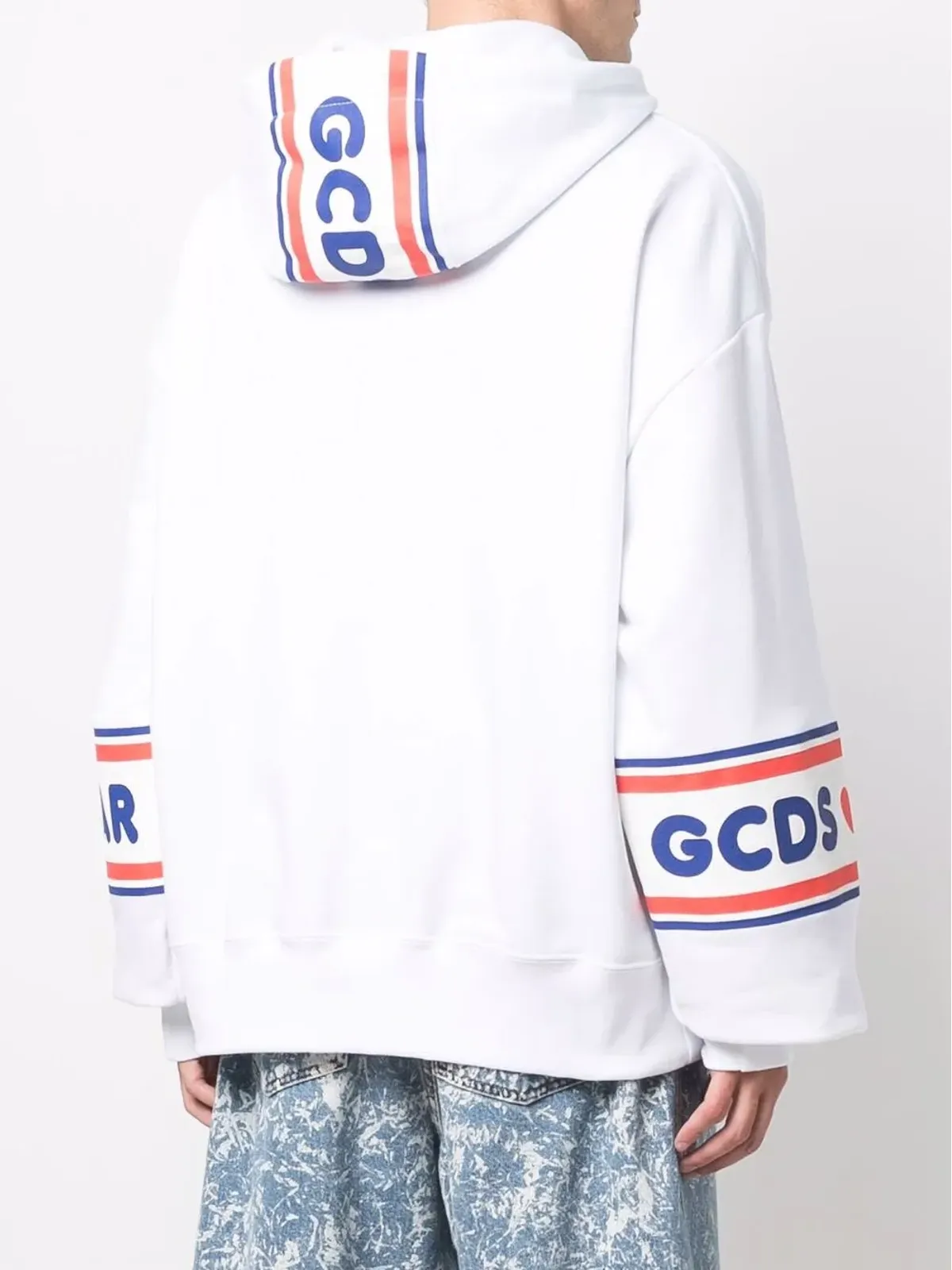 GCDS グラフィックプリント コットン フーディ - ホワイト - 画像4