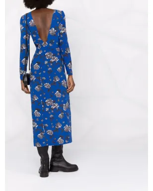 RED Valentino ローズ柄ミディドレス ブルー - サムネイル4