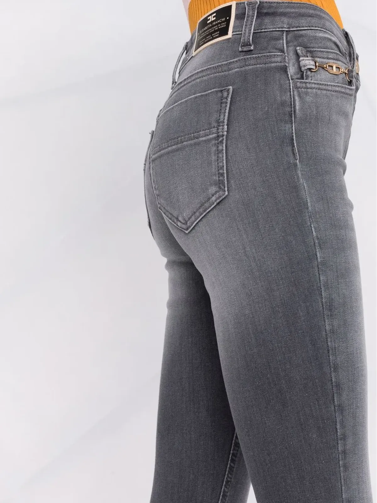 Elisabetta Franchi ロゴパッチデニムジーンズ - 画像3