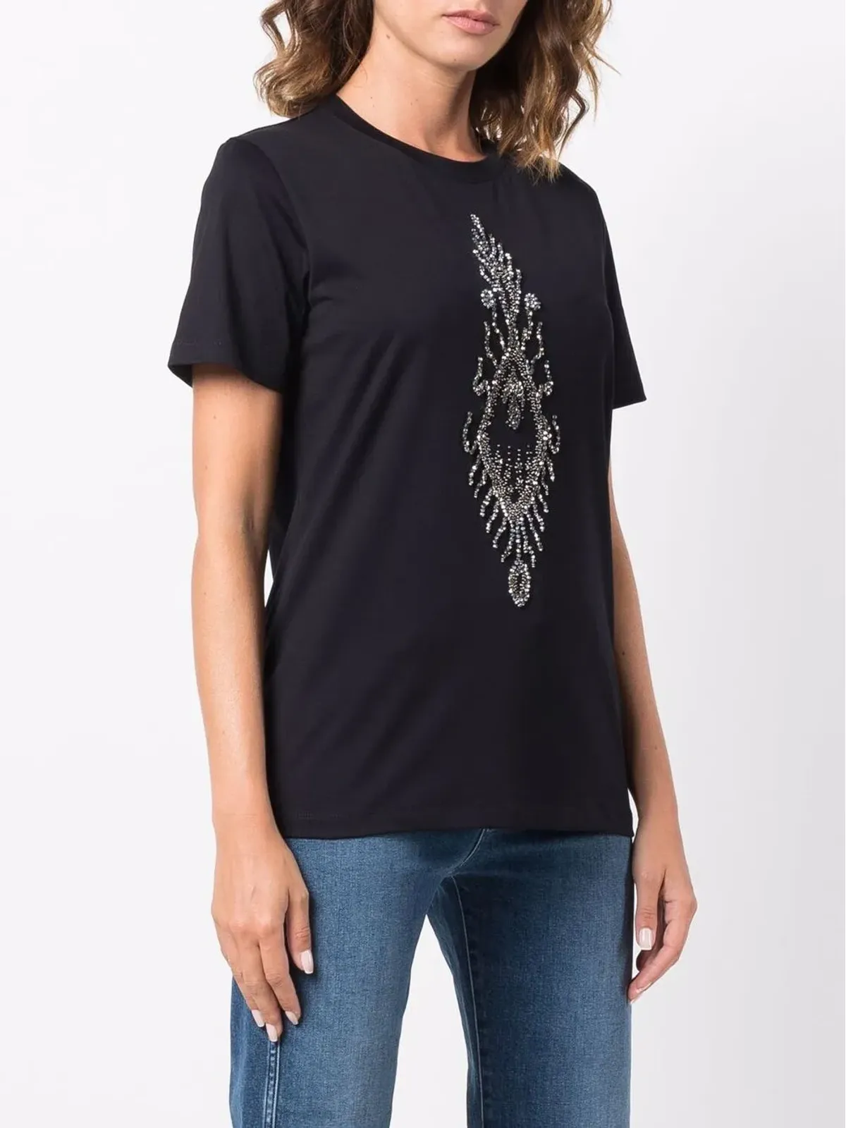 DONDUP ビーズ装飾コットンTシャツ ブラック - 画像3