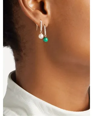 Mateo 14kt イエローゴールド 一粒パール ダイヤモンド ドロップ ピアス - サムネイル2