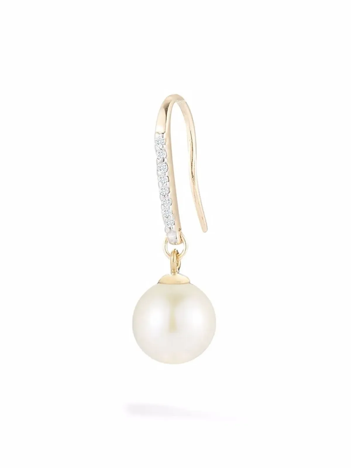 Mateo 14kt イエローゴールド 一粒パール ダイヤモンド ドロップ ピアス - 画像3