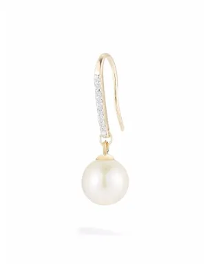 Mateo 14kt イエローゴールド 一粒パール ダイヤモンド ドロップ ピアス - サムネイル3