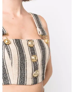 Balmain ストライプ柄クロップドトップ - サムネイル5