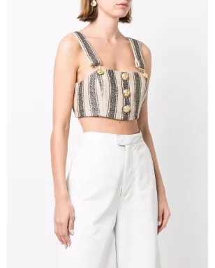 Balmain ストライプ柄クロップドトップ - サムネイル3