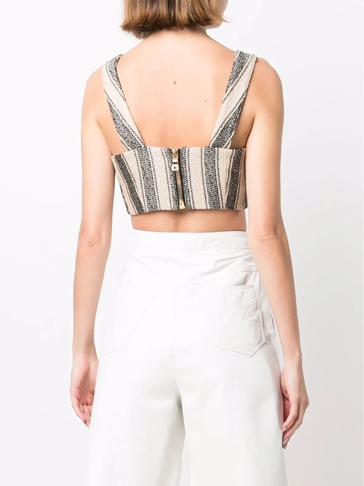 Balmain ストライプ柄クロップドトップ - 画像4