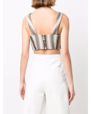 Balmain ストライプ柄クロップドトップ - サムネイル4