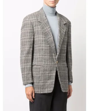 Versace Pre-Owned 1980年代 ノッチド・ラペル チェック ブレザー（グレー） - サムネイル3