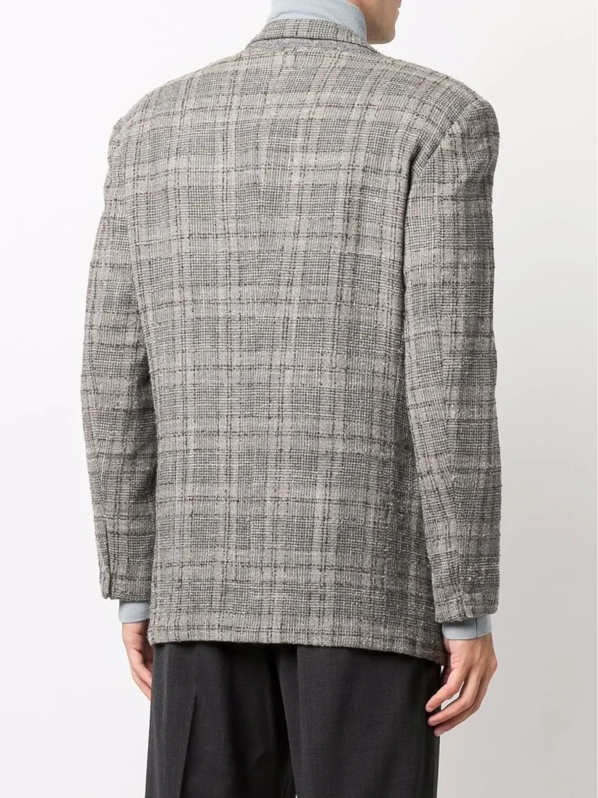 Versace Pre-Owned 1980年代 ノッチド・ラペル チェック ブレザー（グレー） - 画像4