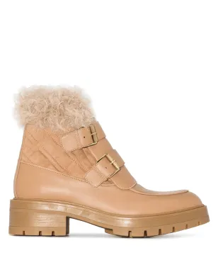 Aquazzura Ryan faux-fur buckle-strap boots - Neutrals - サムネイル1