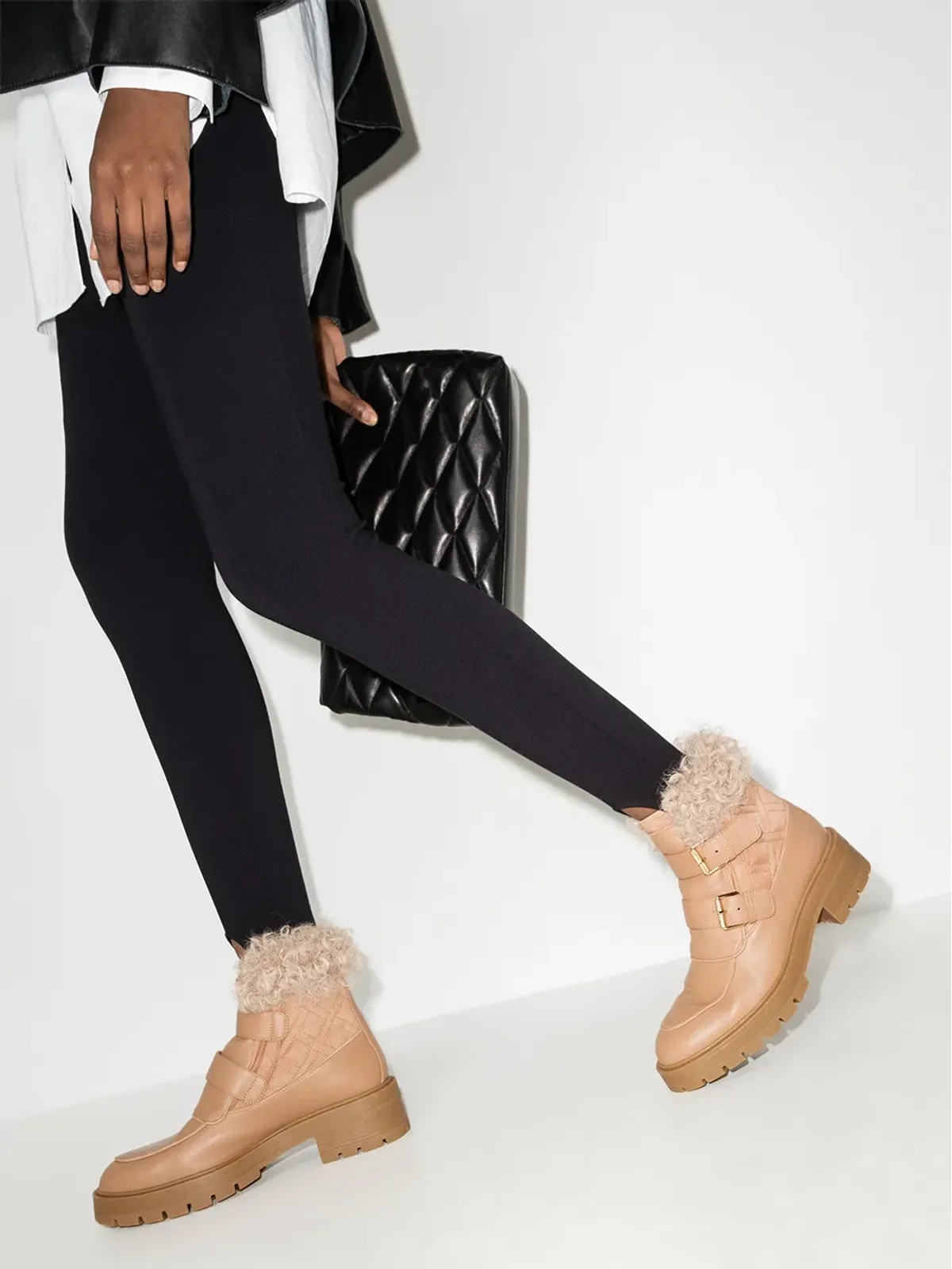 Aquazzura Ryan faux-fur buckle-strap boots - Neutrals - 画像3