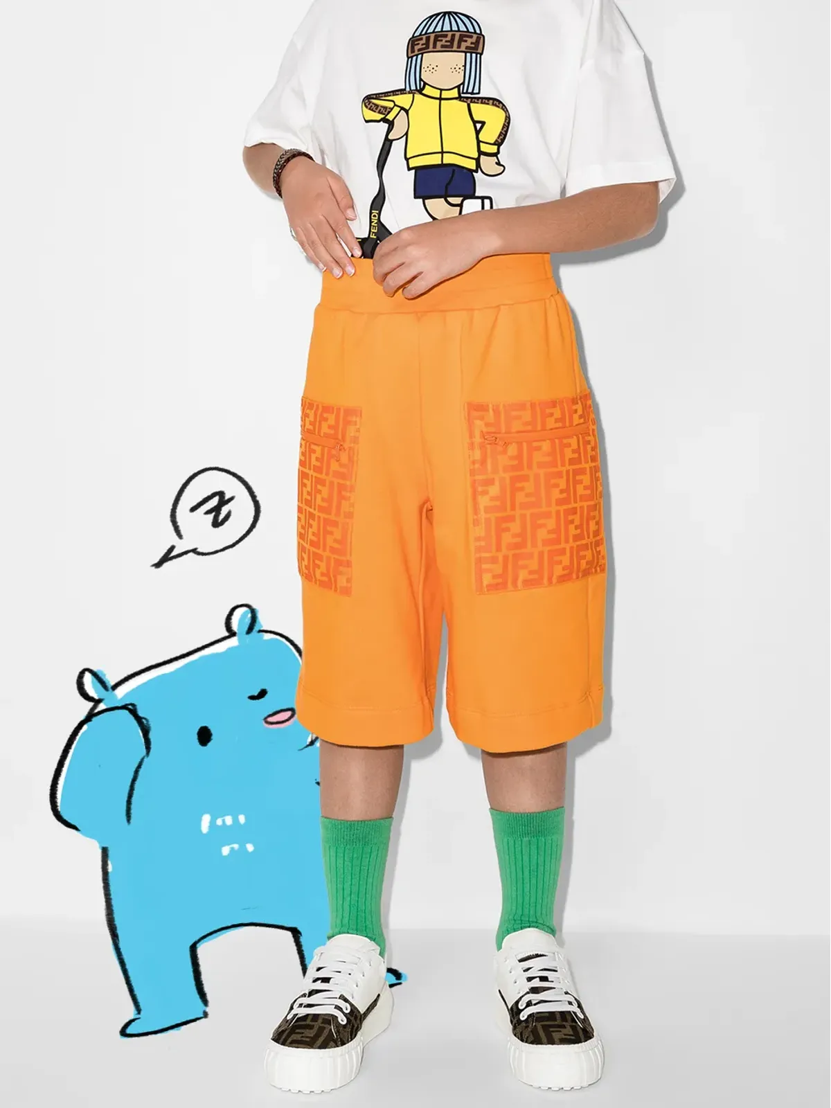 Fendi Kids FFロゴ バミューダショーツ - 画像2