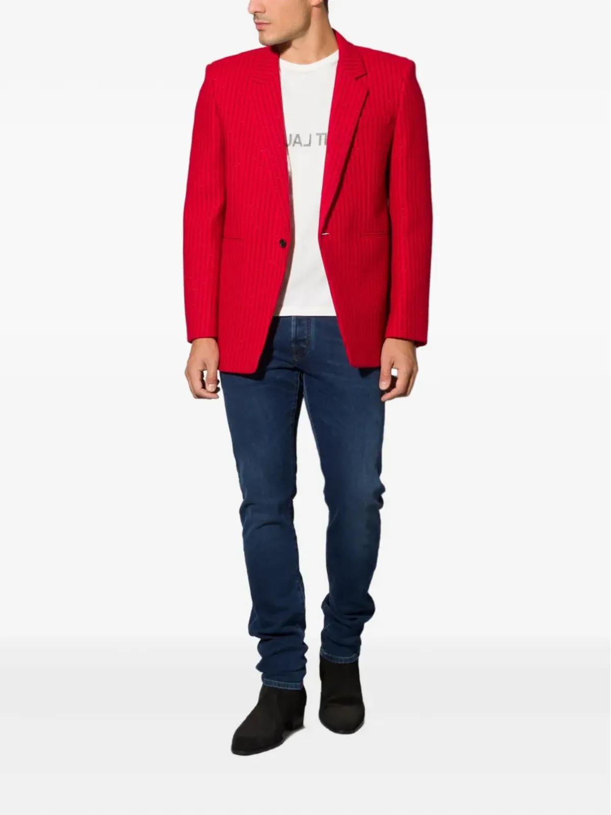 Saint Laurent ピンストライプ柄 シングルブレストブレザー - 画像2