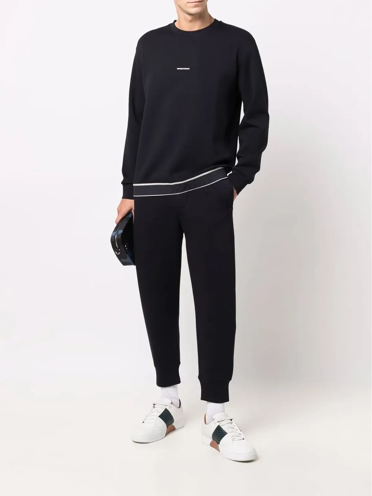 Emporio Armani テーパードレッグ無地トラックパンツ - 画像2