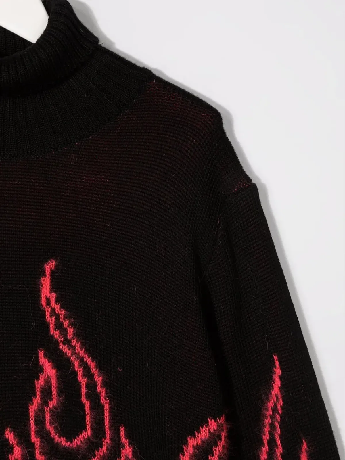 Vision Of Super Kids intarsia-flame distressed knit jumper - Black - 画像3