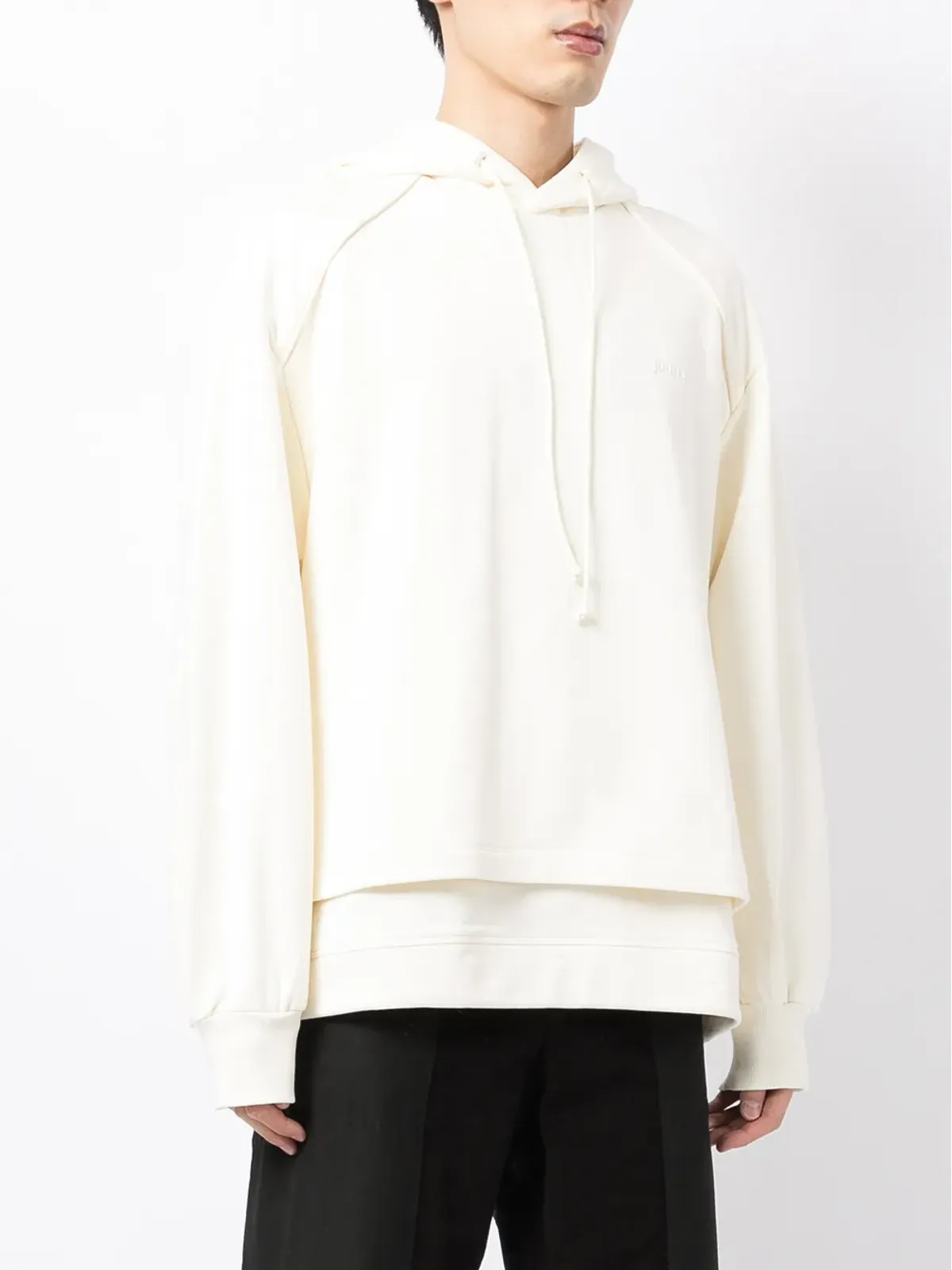 Juun.J layered cotton hoodie - White - 画像3