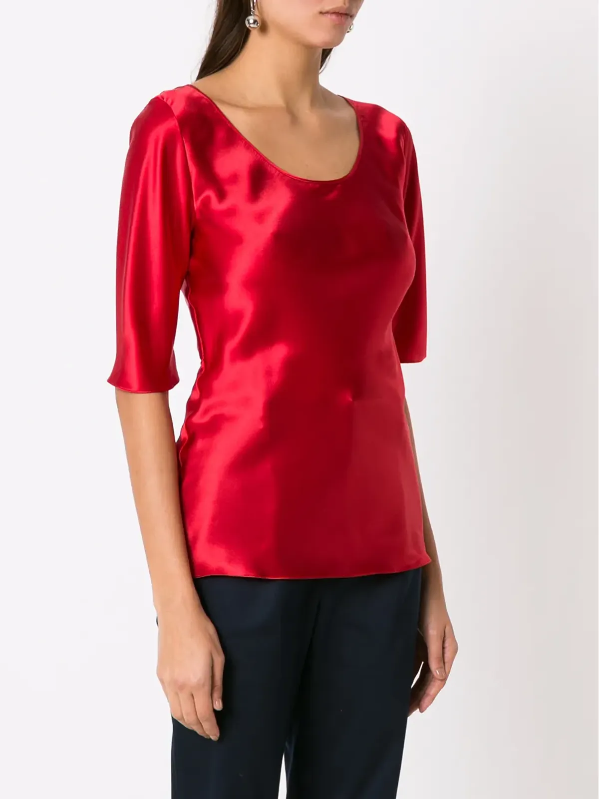 Gloria Coelho スクープネック・シルクTシャツ - 画像3