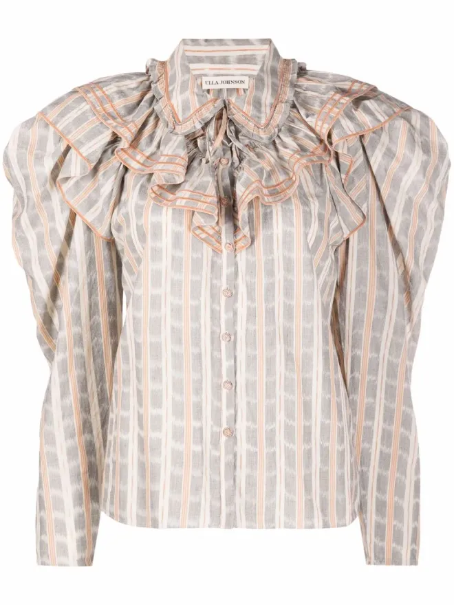 Ulla Johnson Ulla Johnson フリルネック チェック柄 ブラウスの商品画像