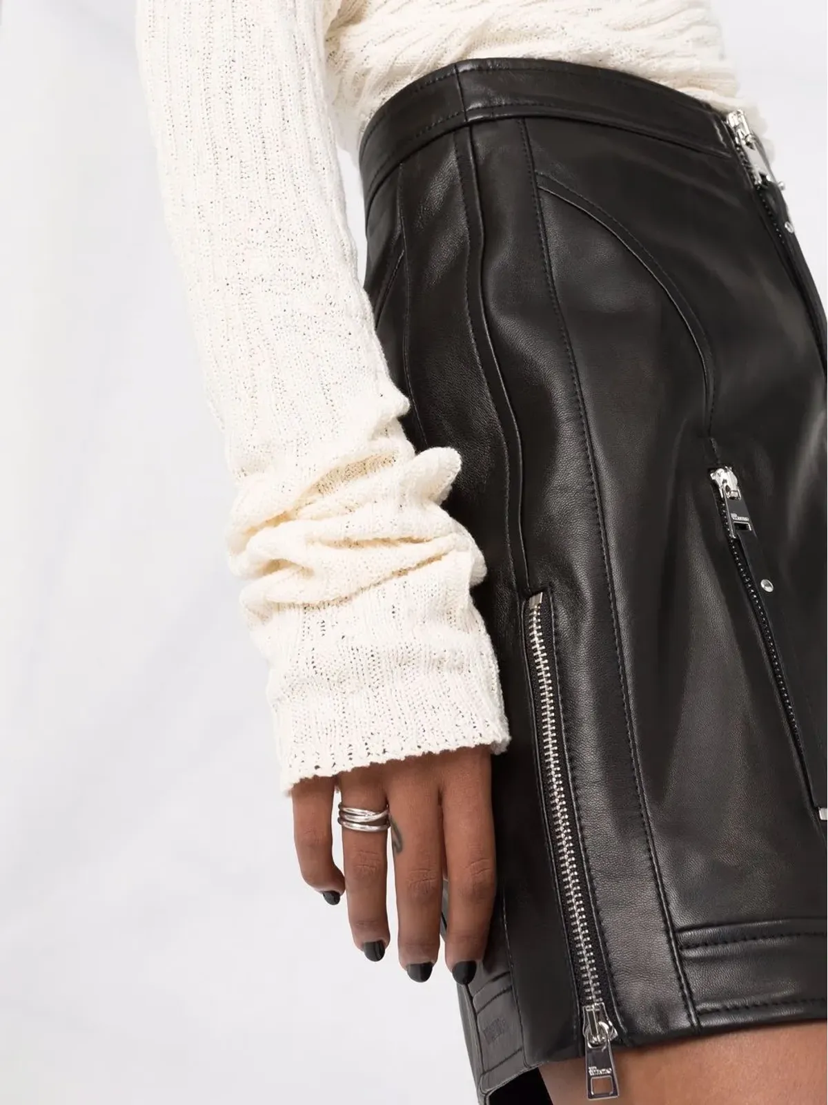 RED Valentino ジップアップ バイカースカート - 画像3