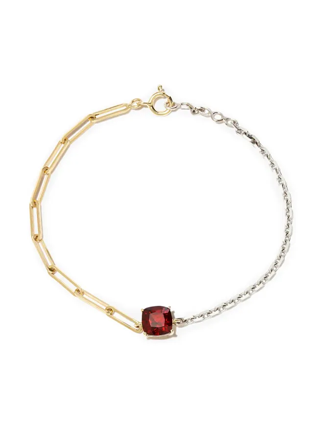Yvonne Leon Yvonne Léon 18kt イエローゴールドとホワイトゴールド ガーネット チェーンリンク ブレスレットの商品画像