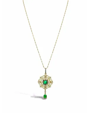Pragnell Vintage 18K イエローゴールド カルロ＆アーサー・ジュリアーノ エメラルドとダイヤモンド エナメル ペンダント ネックレス - サムネイル2
