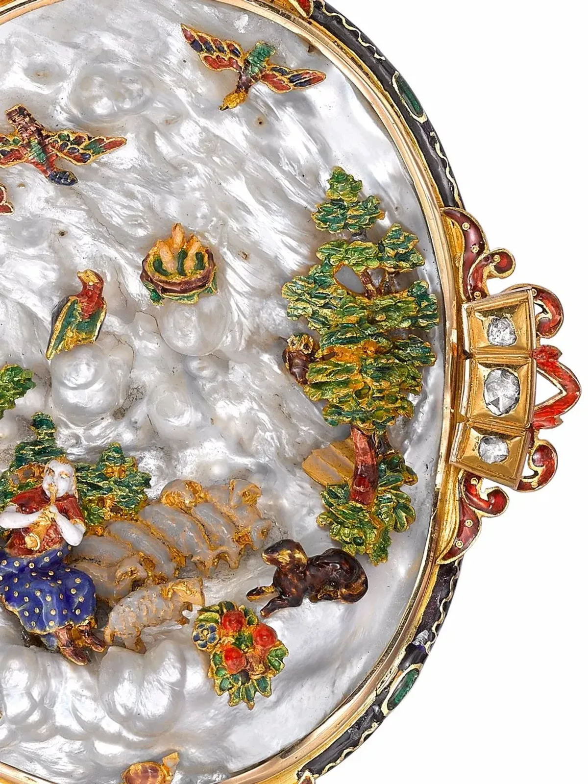 Pragnell Vintage ビクトリアン 15kt イエローゴールド マザーオブパールとダイヤモンド ブローチ - 画像3