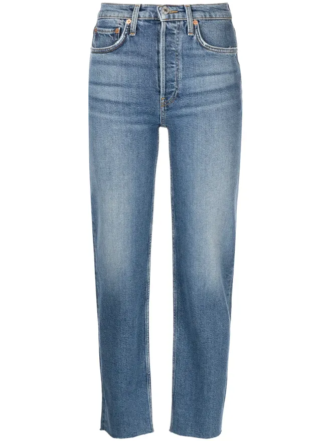 RE/DONE RE/DONE Stobe Pipe high-rise straight jeans - Blueの商品画像