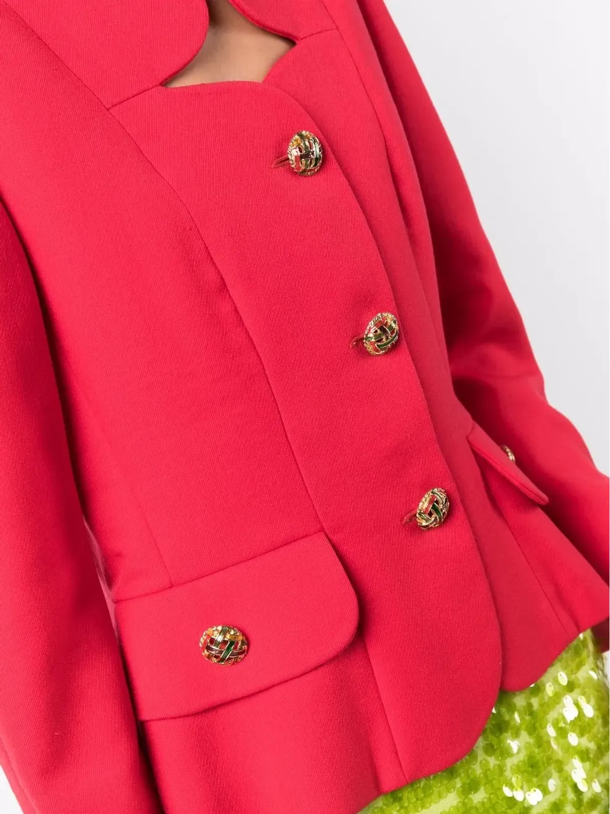 A.N.G.E.L.O. Vintage Cult 1980s sculpted neckline buttoned blazer - Red - 画像5