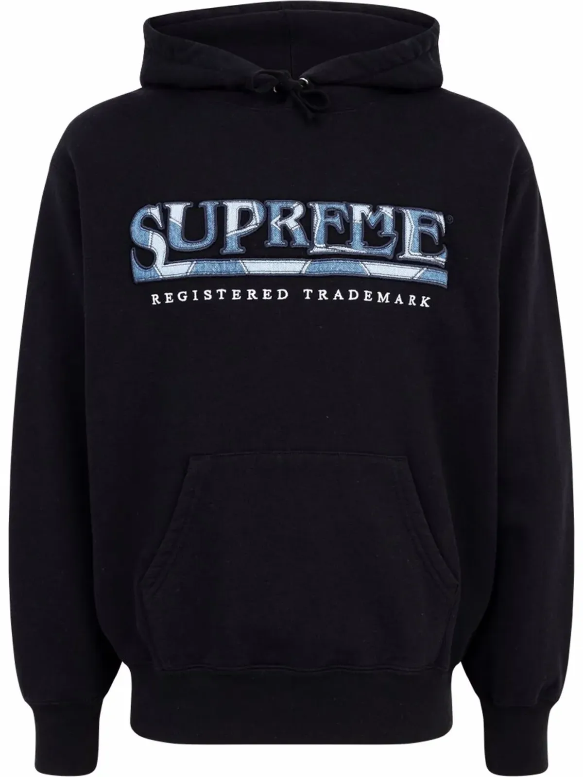 Supreme デニムロゴ パーカー - ブラック - 画像1