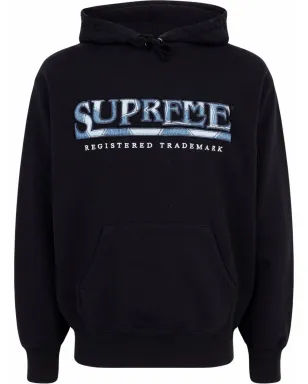 Supreme デニムロゴ パーカー - ブラック - サムネイル1