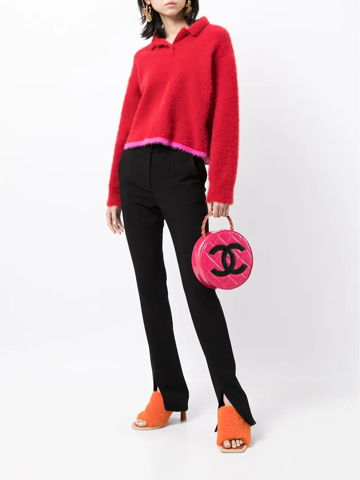 CHANEL ビンテージ 1995 ダイヤモンドキルティングCCハンドバッグ ピンク - 画像2