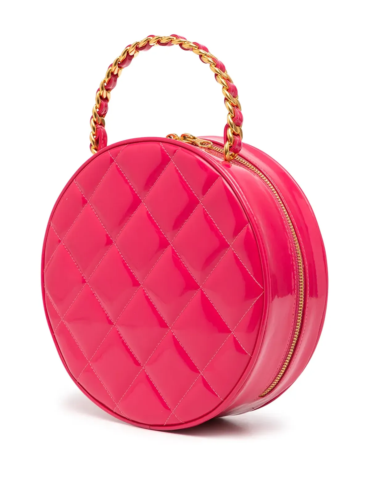 CHANEL ビンテージ 1995 ダイヤモンドキルティングCCハンドバッグ ピンク - 画像3