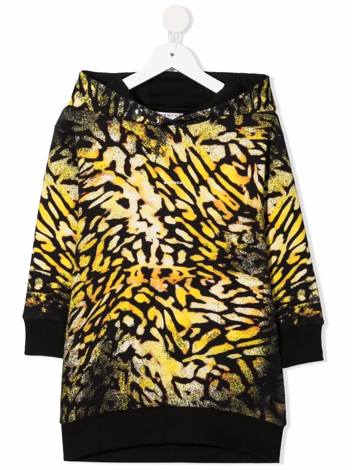 Givenchy Kids abstract-print hooded dress - Black - 画像1