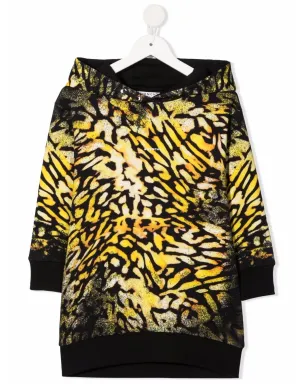 Givenchy Kids abstract-print hooded dress - Black - サムネイル1