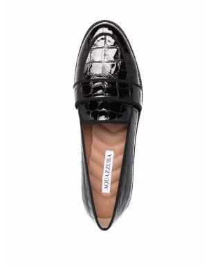 Aquazzura Martin snakeskin mocassins - Black - サムネイル4