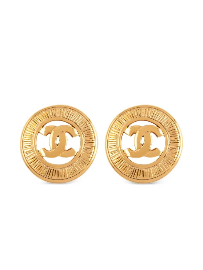 CHANEL Pre-Owned CHANEL Pre-Owned 1980s CCロゴ クリップオンイヤリング - ゴールドの商品画像