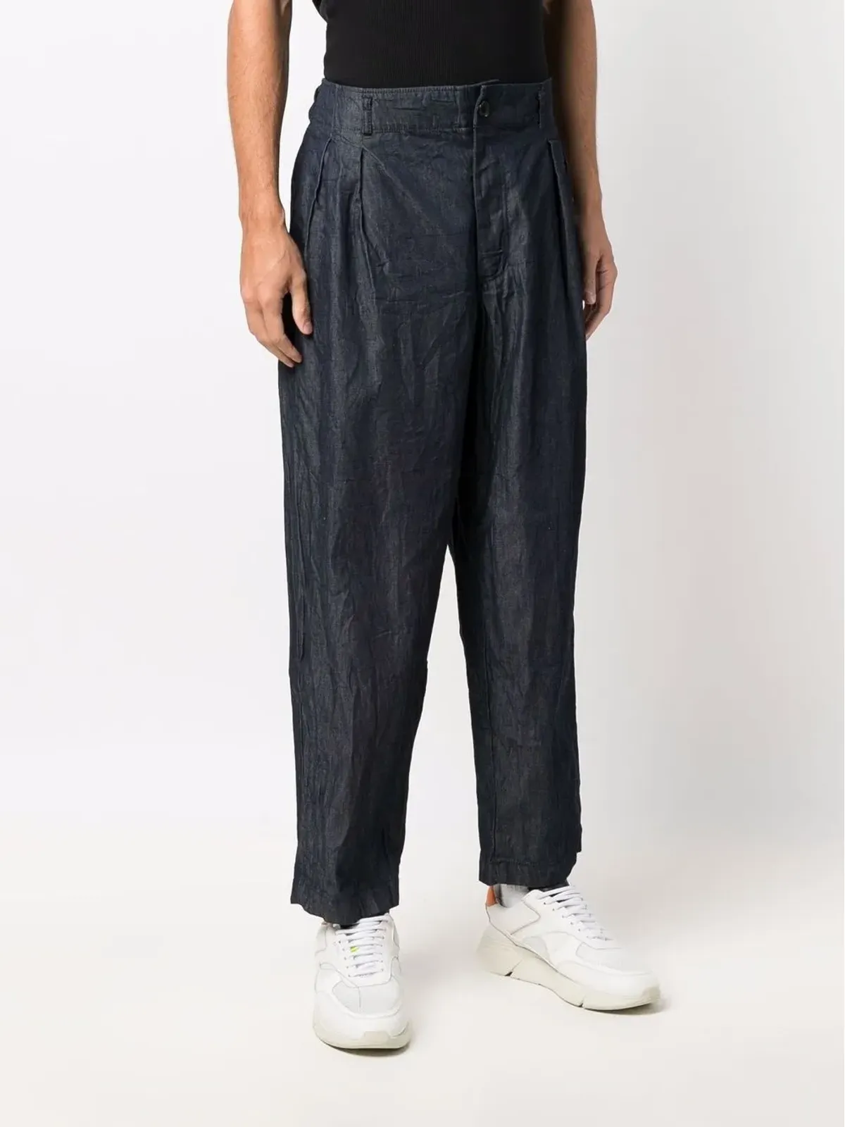 Comme Des Garçons Shirt シワ加工のワイドレッグパンツ - 画像3