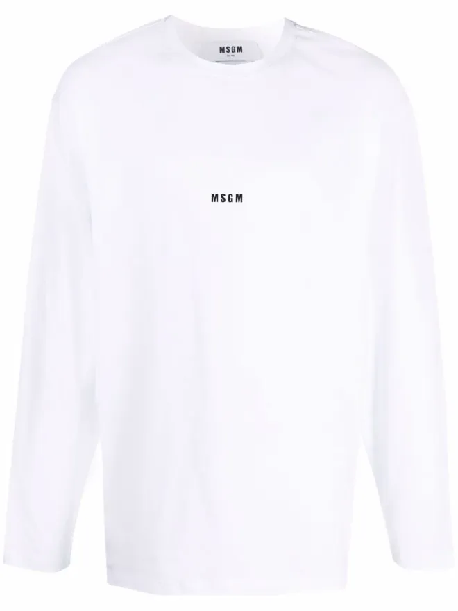 MSGM MSGM ロゴプリント長袖Tシャツ - Whiteの商品画像