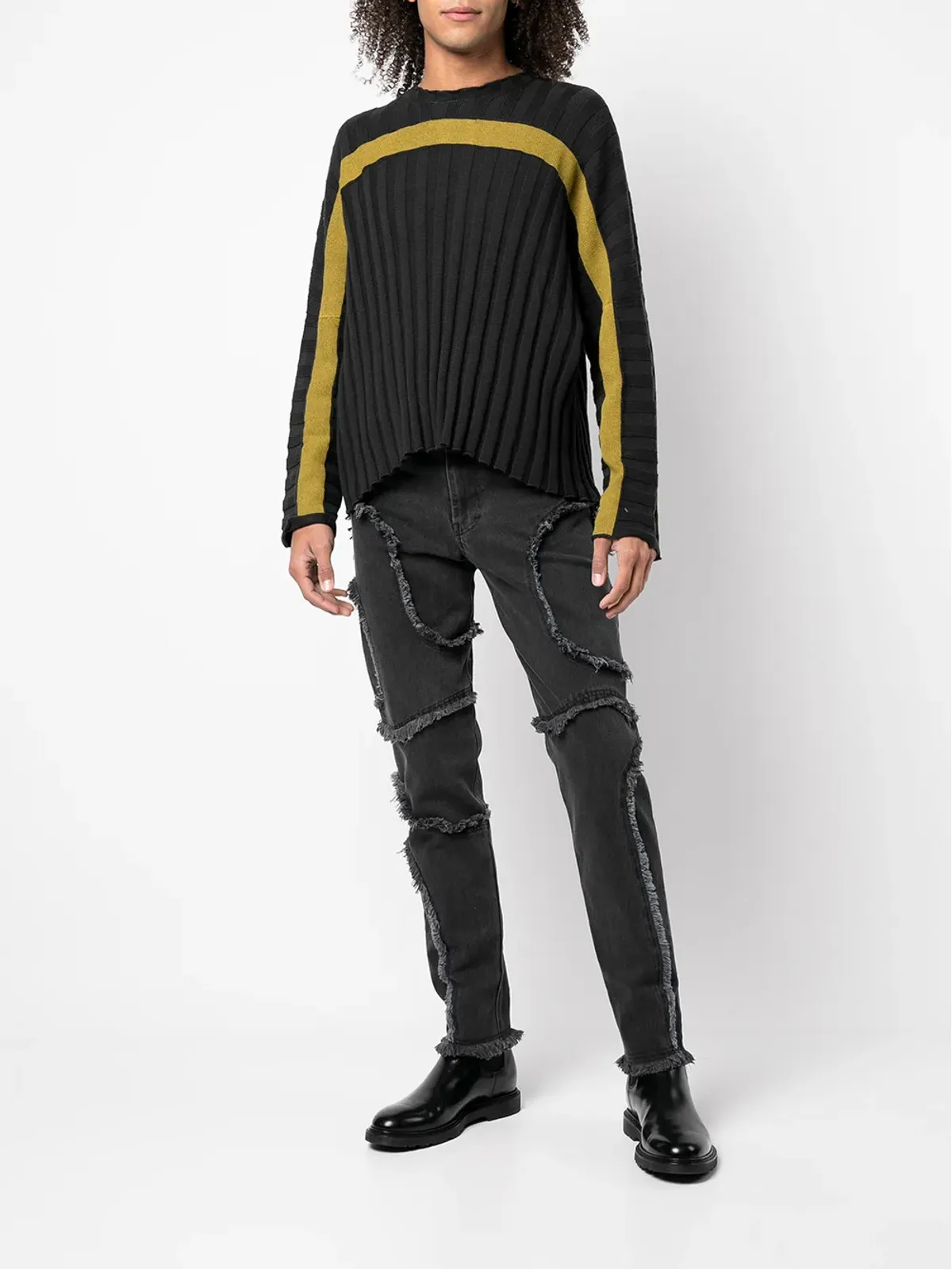 Eckhaus Latta シームディテール クロップドジーンズ - 画像2