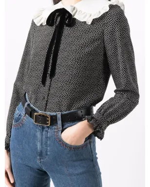 Saint Laurent ピーターパンカラー ドット柄 ブラウス - サムネイル5