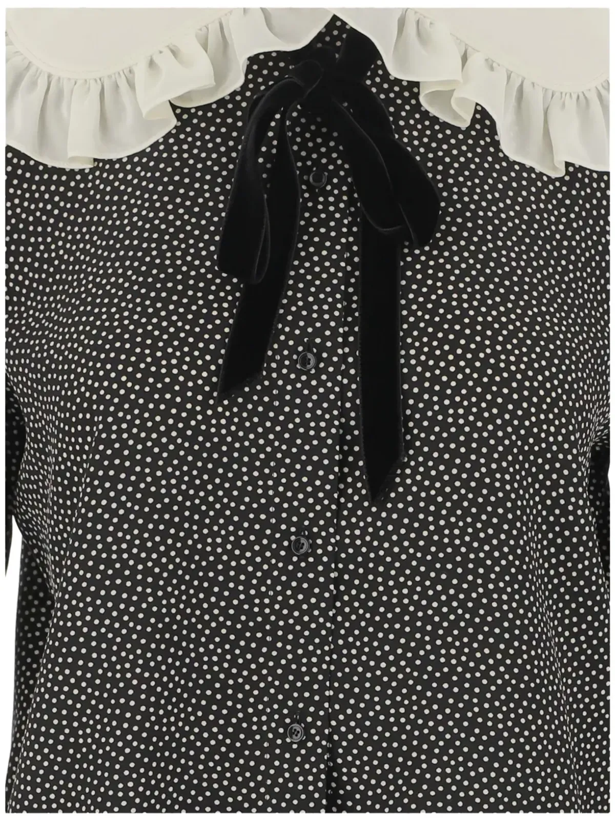 Saint Laurent ピーターパンカラー ドット柄 ブラウス - 画像3